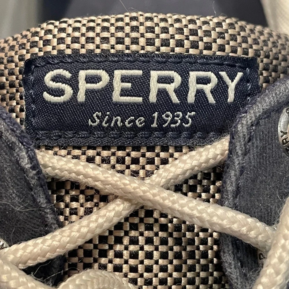 Sperry Bahama II Mens Blue Gray Canvas Boat Shoes 0777914 Size 13